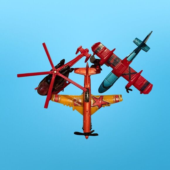 Matchbox Diecast #87 Black Helicopter Stunt Plane & Sky Buster Airplanes B14 - Picture 5 of 10